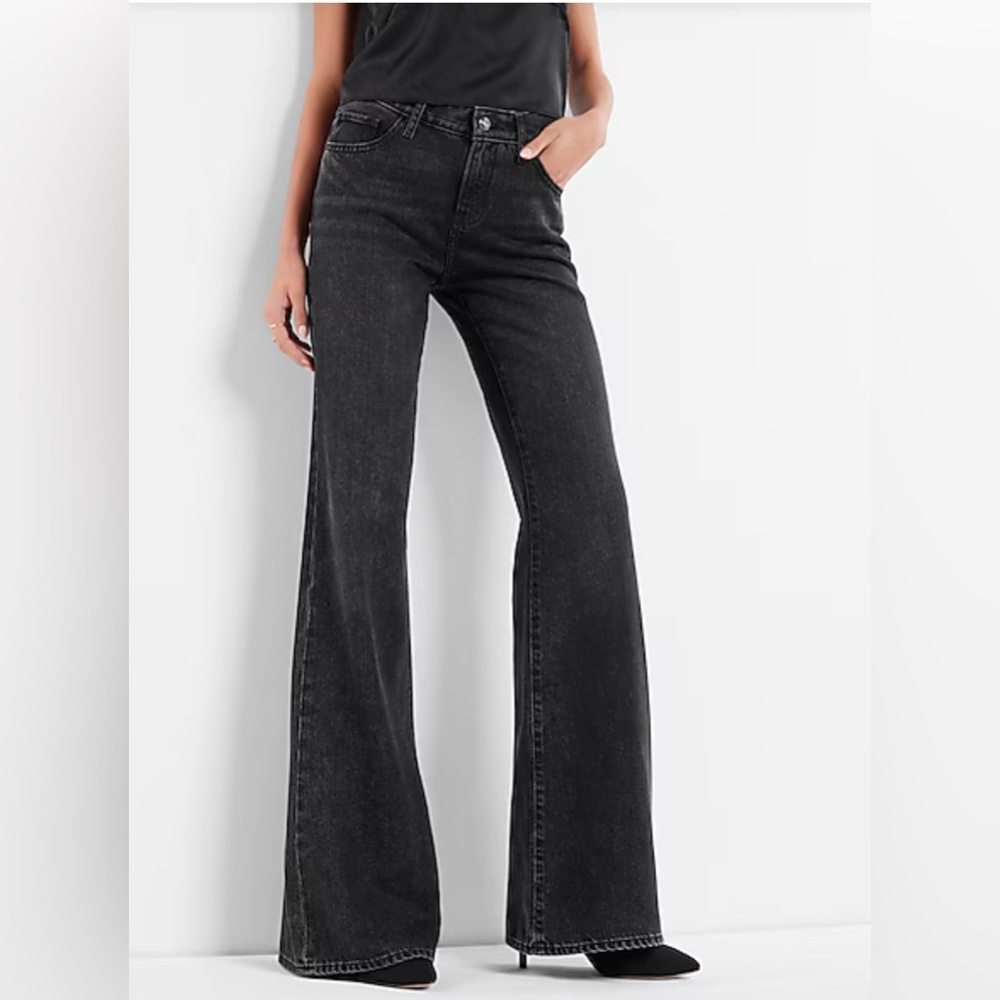 Express Charcoal Flare Jeans